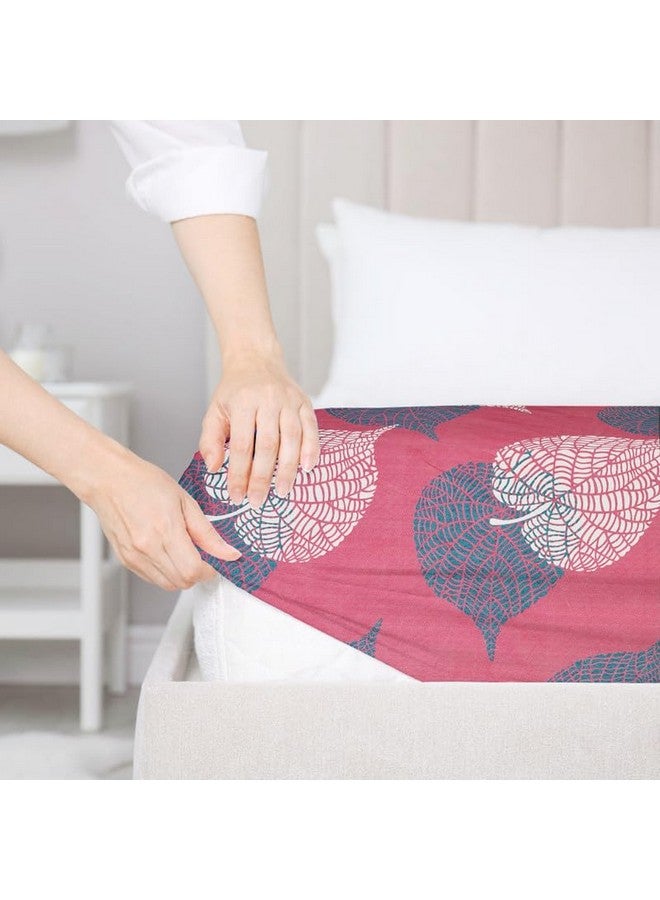 BSB HOME BSB HOME Premium Cotton 220tc Elastic Fitted Bedsheets with 2 Pillow Covers | King Size Bed with All Around Elastic 220 TC Supersoft Printed Pattren Breathable |Size-78 x72+10 inches | Pink & Grey  - Image 3