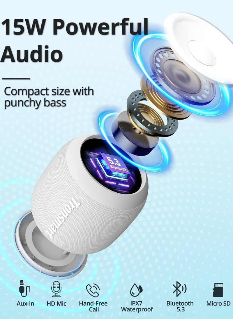 Tronsmart T7 Mini Portable Compact Bluetooth Speaker with Lights, Bluetooth 5.3, 15W, 18 Hours Playtime, 360° Stereo Sound, IPX7 Waterproof, for Home, Outdoor, Travel, (Purple) - Image 4