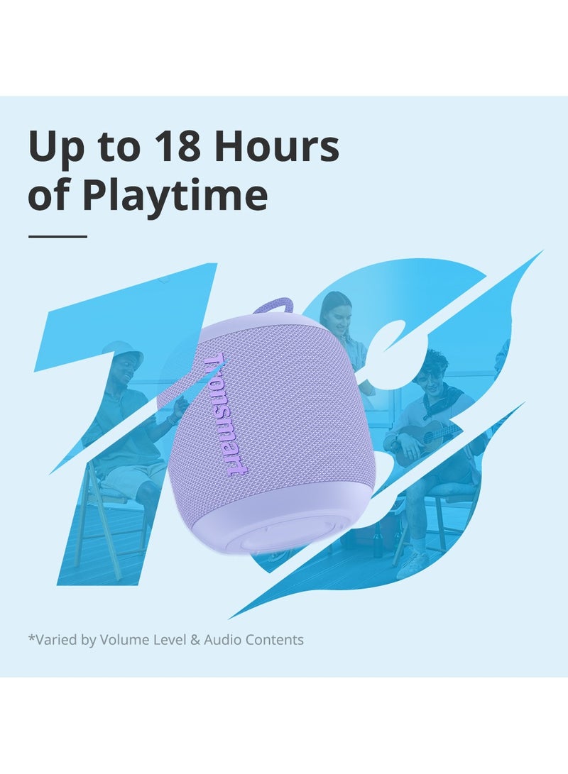 Tronsmart T7 Mini Portable Compact Bluetooth Speaker with Lights, Bluetooth 5.3, 15W, 18 Hours Playtime, 360° Stereo Sound, IPX7 Waterproof, for Home, Outdoor, Travel, (Purple) - Image 2