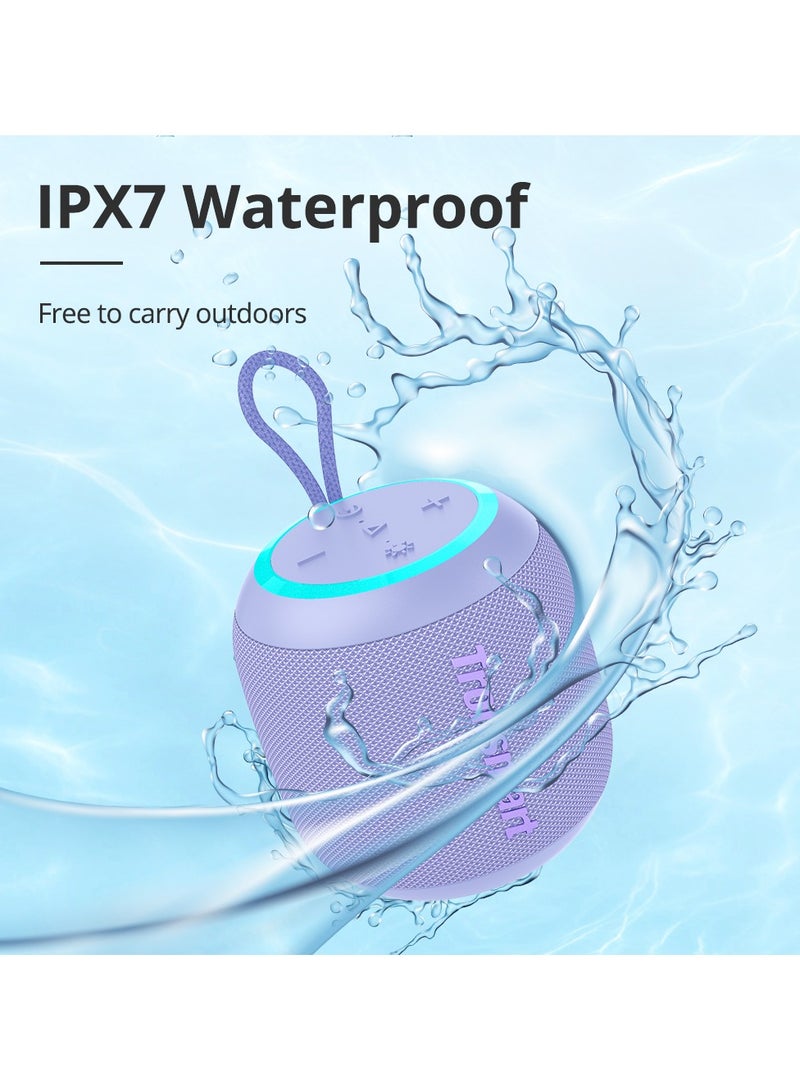 Tronsmart T7 Mini Portable Compact Bluetooth Speaker with Lights, Bluetooth 5.3, 15W, 18 Hours Playtime, 360° Stereo Sound, IPX7 Waterproof, for Home, Outdoor, Travel, (Purple) - Image 3