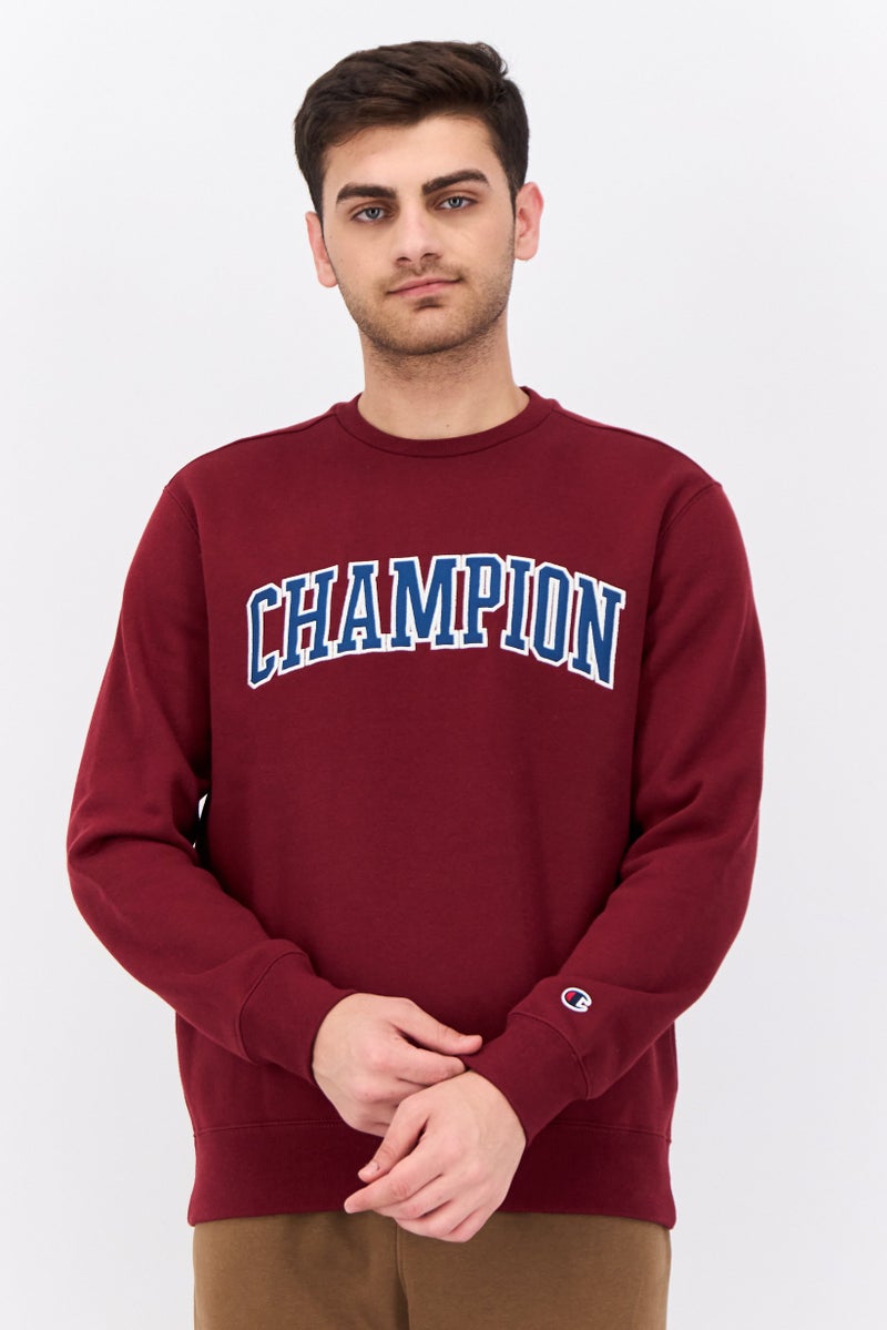 Champion Men Sportswear Fit Long Sleeve Outdoor Sweatshirts, Burgundy  - Image 1