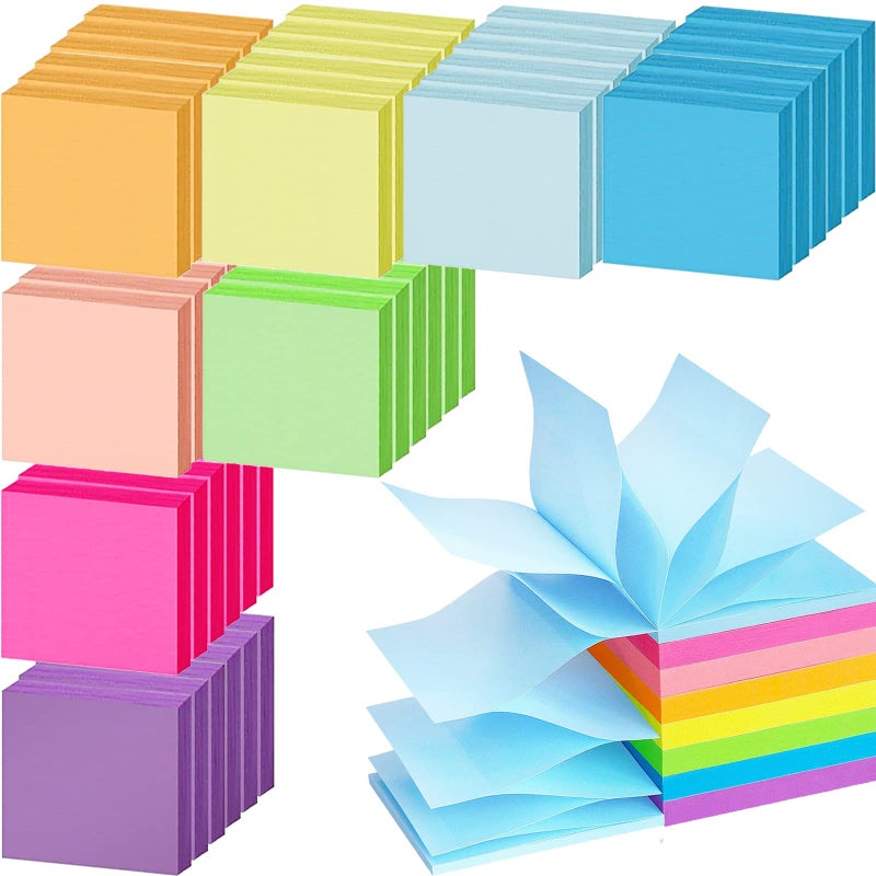 Beieverluck 48 Pack 3840 Sheets Pop Up Sticky Notes 3X3 in Bright Color Self Sticky Note Pads Colorful Post Stickies for Office Home School Meeting, 80 Sheets/pad - Image 1