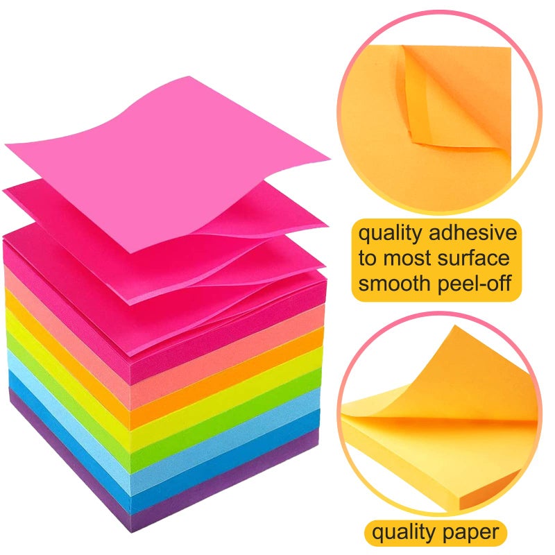 Beieverluck 48 Pack 3840 Sheets Pop Up Sticky Notes 3X3 in Bright Color Self Sticky Note Pads Colorful Post Stickies for Office Home School Meeting, 80 Sheets/pad - Image 3
