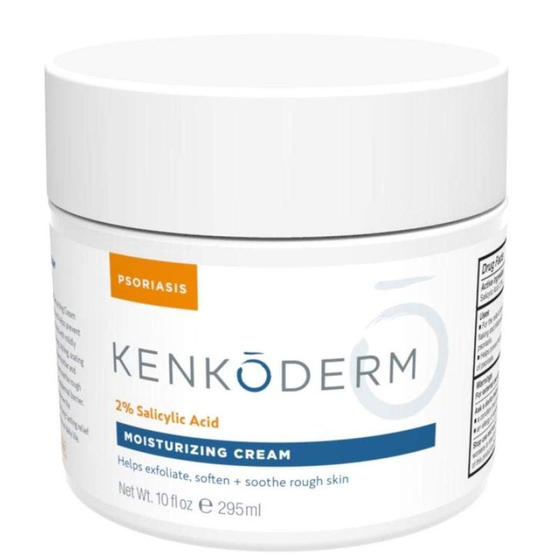 Kenkoderm Psoriasis Cream - Natural Moisturizing Face & Body Lotion with 2 Percent Salicylic Acid - Renewing Topical Formula for Dry & Sensitive Skin, Fragrance & Color Free, 10 oz., 1 Jar - Image 1