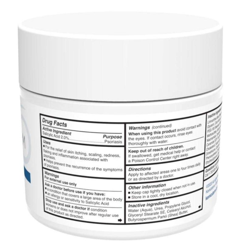 Kenkoderm Psoriasis Cream - Natural Moisturizing Face & Body Lotion with 2 Percent Salicylic Acid - Renewing Topical Formula for Dry & Sensitive Skin, Fragrance & Color Free, 10 oz., 1 Jar - Image 3