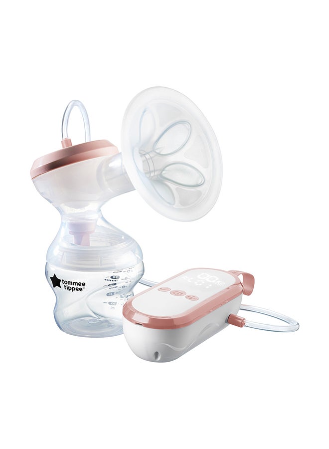 tommee tippee Made for Me Single Electric Breast Pump, Massaging Silicone Cup, USB Rechargeable, Quiet, Portable, Express Modes, Baby Bottle Included, 1 Count (Pack of 1)