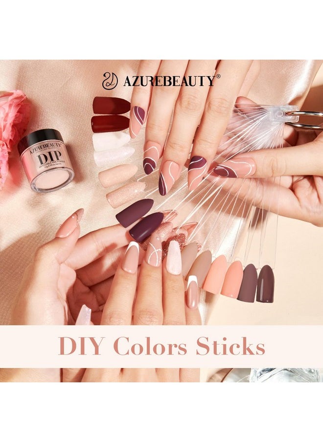 AZUREBEAUTY Dip Nails Powder Starter Kit Nude Brown Giltter Shimmer 8 Colors Set With Nail Sticks Nail Art Base Glossymatte Top Coat Activator Essential Liquid Manicure Diy Salon 30 Pcs  - Image 3