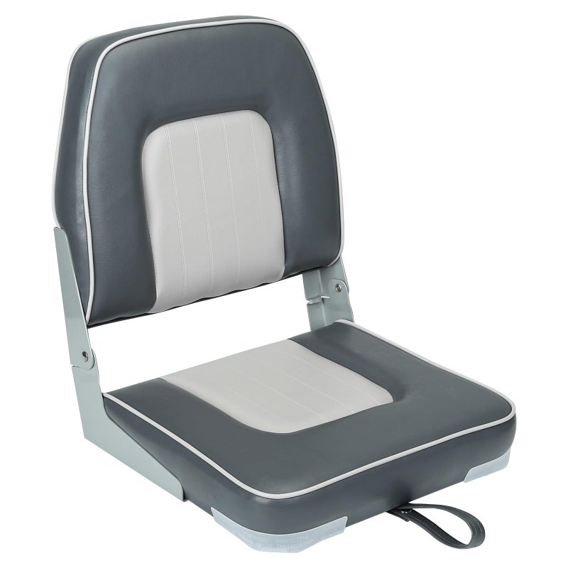 ERGOSEAT Classic Low Back Fishing Boat Seat with Backrest Folding Boat Chair Marine Bass Jon Boat Seats - Image 1