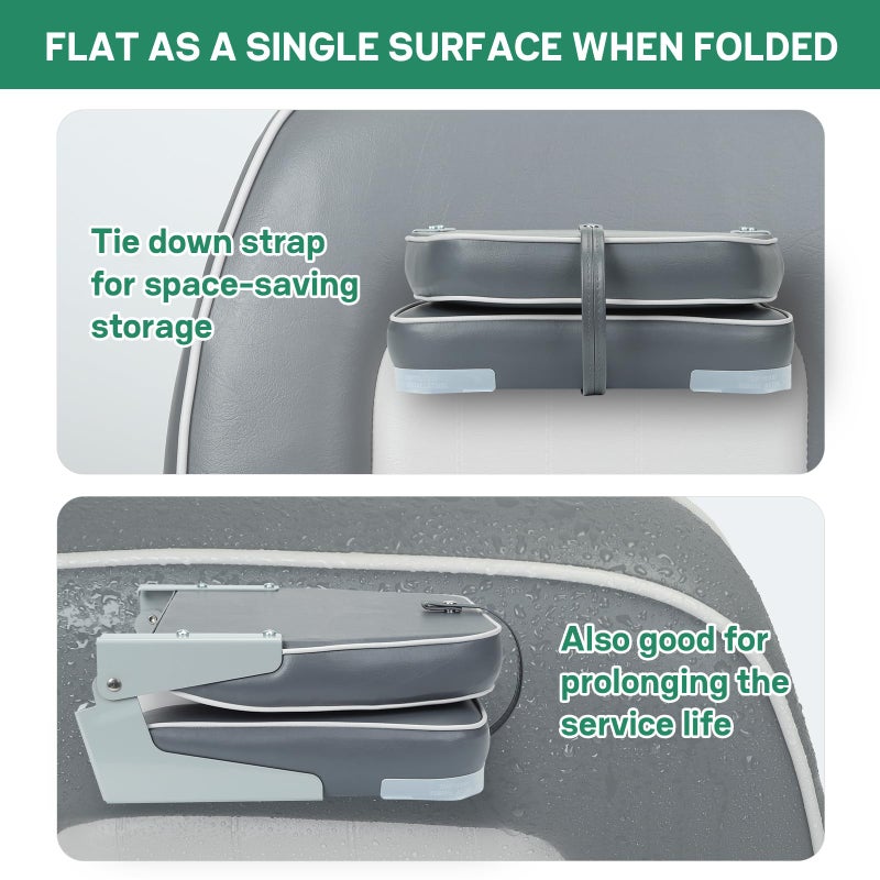 ERGOSEAT Classic Low Back Fishing Boat Seat with Backrest Folding Boat Chair Marine Bass Jon Boat Seats - Image 4