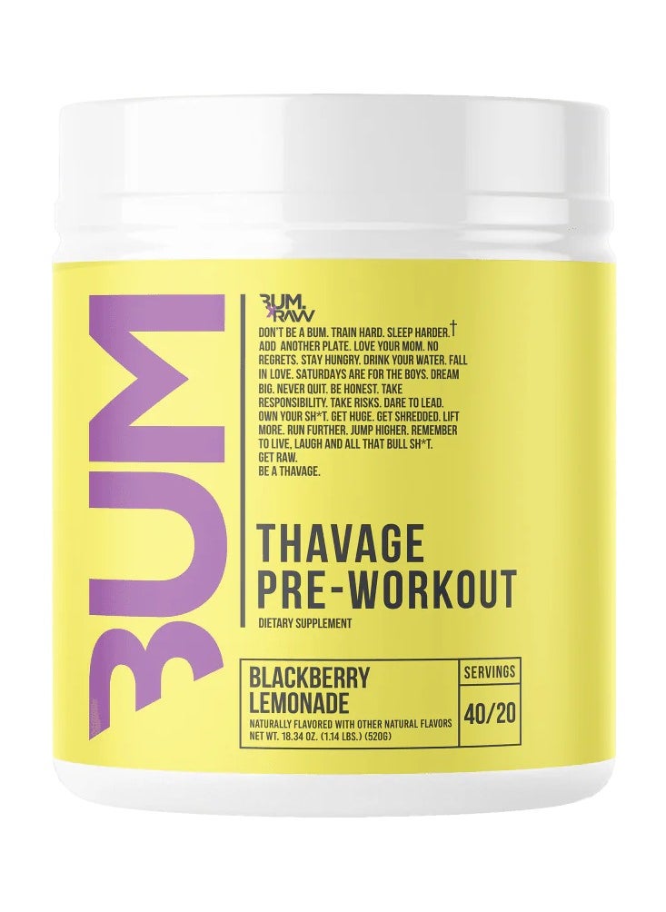 Raw Nutrition RAW Thavage Pre Workout - Blackberry Lemonade Flavor, 40/20 Servings  - Image 1