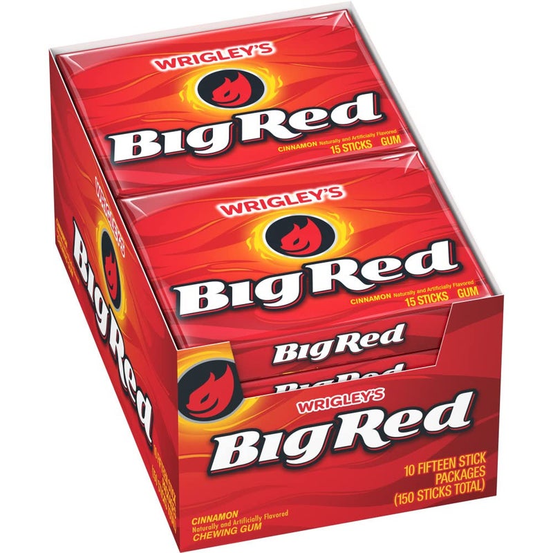 BIG RED WRIGLEYS Cinnamon Chewing Gum Bulk Pack 15 Stick Pack of 10 - Image 2