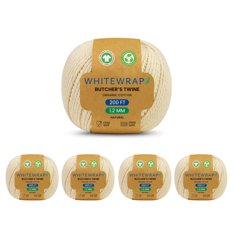 Premium Organic Butchers Twine 12mm Natural Cotton 1000 Feet OvenSafe for Turkey Trussing Meat Roasting Baking Strong Versatile for Cooking Crafts Gift Wrapping