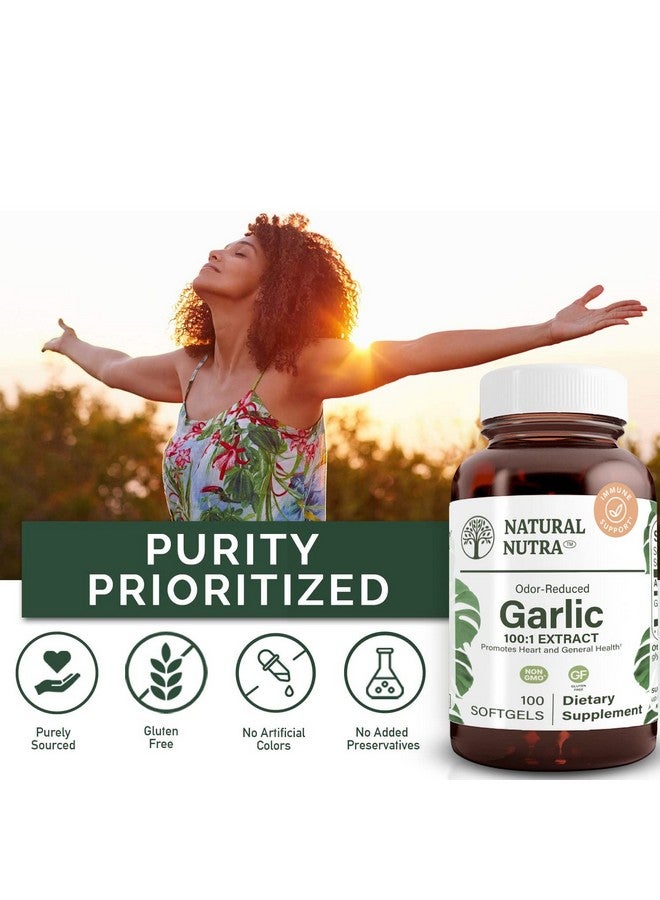 Natural Nutra Odorless Garlic Oil Supplement Organic Pills For Boost Heart Health Enhance Immune System Blood Thinner Allium Sativum 500Mg 100 Softgels - Image 4