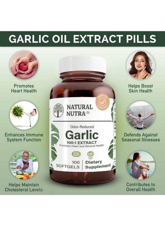 Natural Nutra Odorless Garlic Oil Supplement Organic Pills For Boost Heart Health Enhance Immune System Blood Thinner Allium Sativum 500Mg 100 Softgels - Image 3