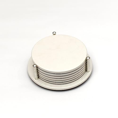 Ferro Hyde Coaster Stylish|Round Shape | Mild Steel | Coaster Set 6 and 1 Coaster Holder Fit for Tea Cups, Coffee Mugs and Glass (White) - Image 4