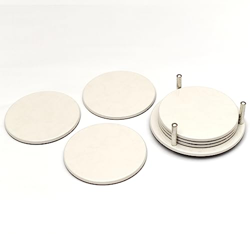 Ferro Hyde Coaster Stylish|Round Shape | Mild Steel | Coaster Set 6 and 1 Coaster Holder Fit for Tea Cups, Coffee Mugs and Glass (White) - Image 2