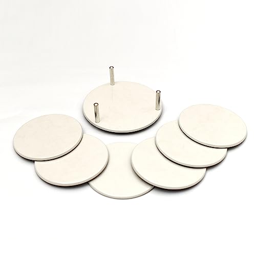 Ferro Hyde Coaster Stylish|Round Shape | Mild Steel | Coaster Set 6 and 1 Coaster Holder Fit for Tea Cups, Coffee Mugs and Glass (White) - Image 1