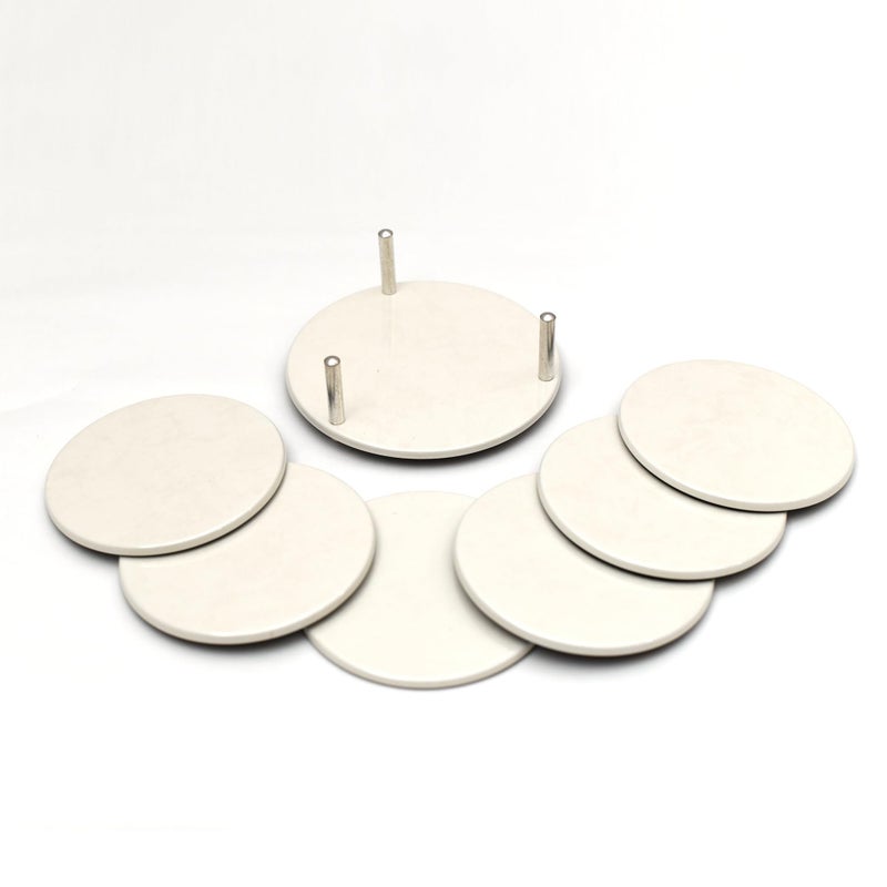 Ferro Hyde Coaster Stylish|Round Shape | Mild Steel | Coaster Set 6 and 1 Coaster Holder Fit for Tea Cups, Coffee Mugs and Glass (White) - Image 5