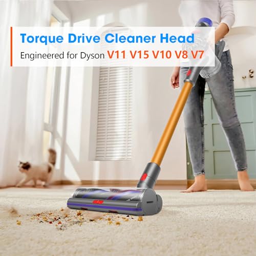 FUNTECK High Torque Drive Clean Head for Dyson V11 V15 V10 V8 V7 Vacuum Cleaners, Anti-Tangle Brush, Adjustable Suction, Ideal for Cleaning Carpets and Hard Floors - Image 2