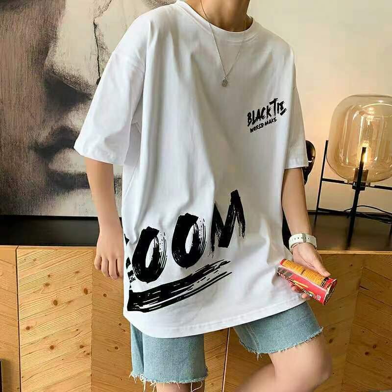 Plus Size Plus Size Short-Sleeved T-Shirt Men'S Summer Student Trendy Loose Five-Quarter Sleeve Ins Top Fat Men'S T-Shirt - Image 5