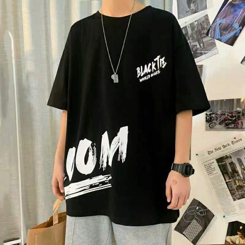 Plus Size Plus Size Short-Sleeved T-Shirt Men'S Summer Student Trendy Loose Five-Quarter Sleeve Ins Top Fat Men'S T-Shirt - Image 2