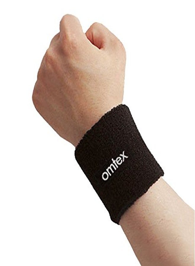 omtex Sweatband wrist band / wrist support for gym and sports activities (Black) - Image 1