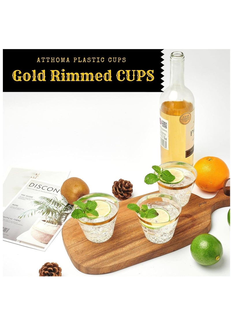 Barakah Elegant Gold Rimmed Plastic Cups 9oz Clear Plastic Cups With RiM Gold Disposable Cups For Wedding Cocktail Cups Plastic Clear Plastic Cups For Party Wedding Cups Party Cups Gold Cups 100pcs - Image 3