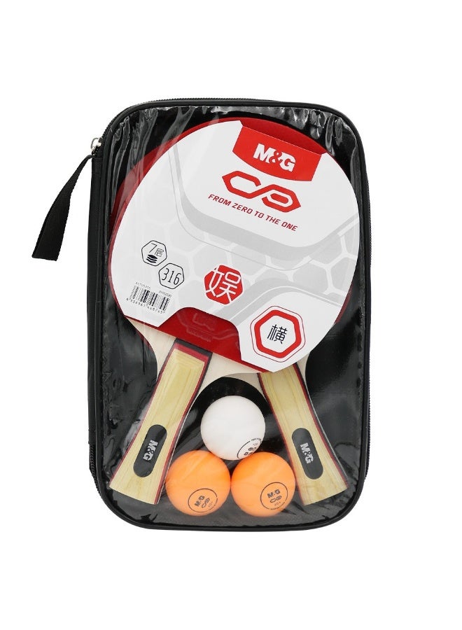 M&G Chenguang Table Tennis Racket Set with Carry Case – 2 Paddles, 3 Balls, Portable Ping Pong Set for Indoor & Outdoor Play - No:AST09316 - Image 4