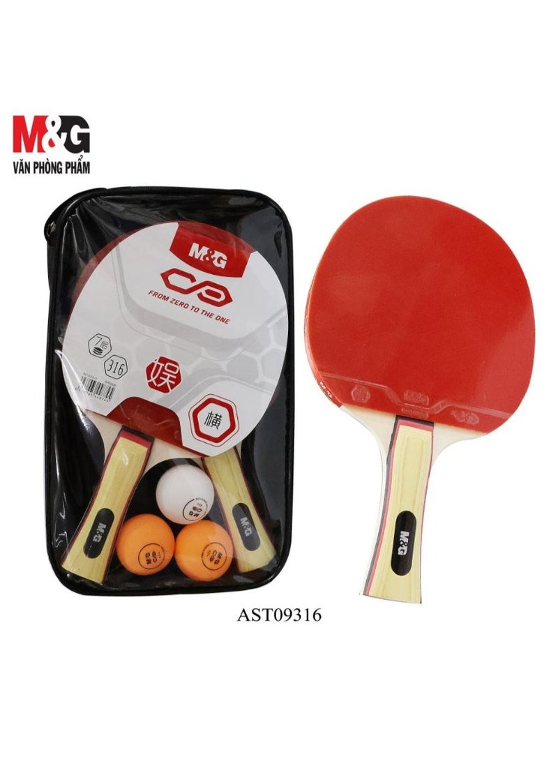 M&G Chenguang Table Tennis Racket Set with Carry Case – 2 Paddles, 3 Balls, Portable Ping Pong Set for Indoor & Outdoor Play - No:AST09316 - Image 5