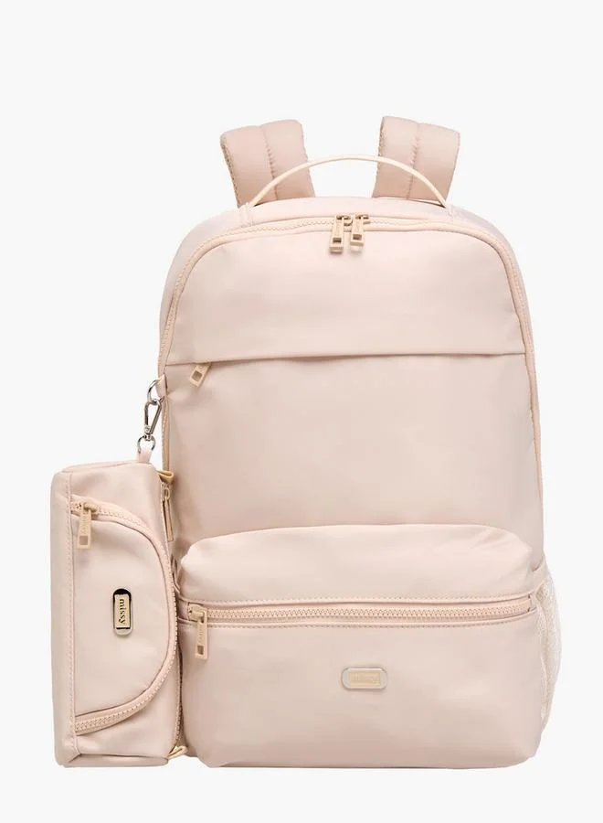 MISSY Solid Backpack with Adjustable Shoulder Straps and Pencil Pouch
