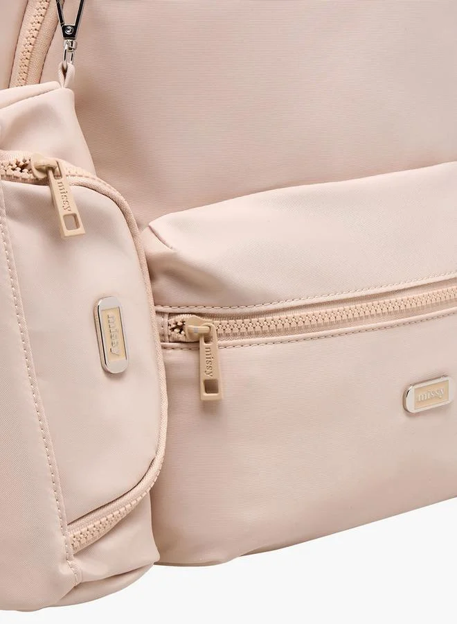 MISSY Solid Backpack with Adjustable Shoulder Straps and Pencil Pouch