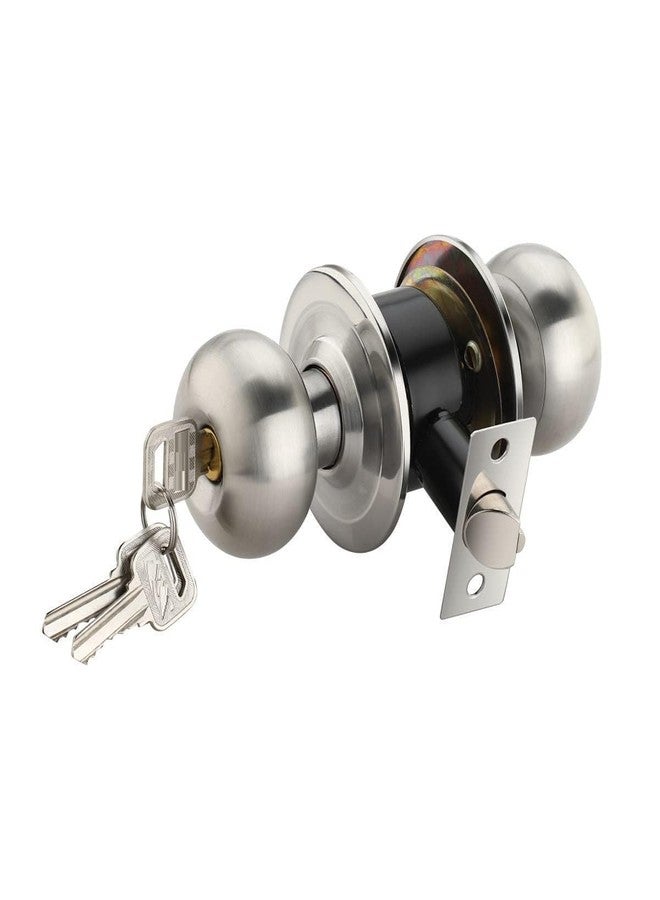 LUCRE High Security Stainless Steel 202 Cylindrical Lock Lockset Tubular Door Knob with 4 Keys Backset 60MM Pack of 1 - Image 1