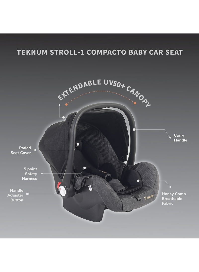 TEKNUM Teknum STROLL1 Travel System with Reversible Stroller and Compacto Baby Car Seat - Khaki  - Image 3