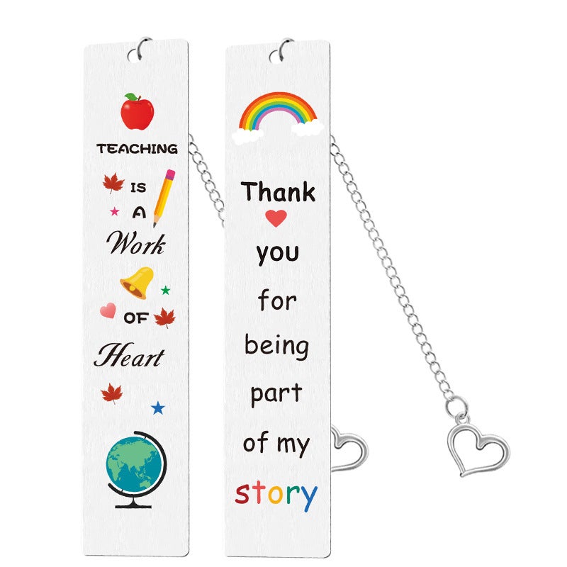 Bookmark Alloy Love Stainless Steel Printing Bookmark Teacher'S Day Graduation Season Gift Metal Bookmark - Image 2