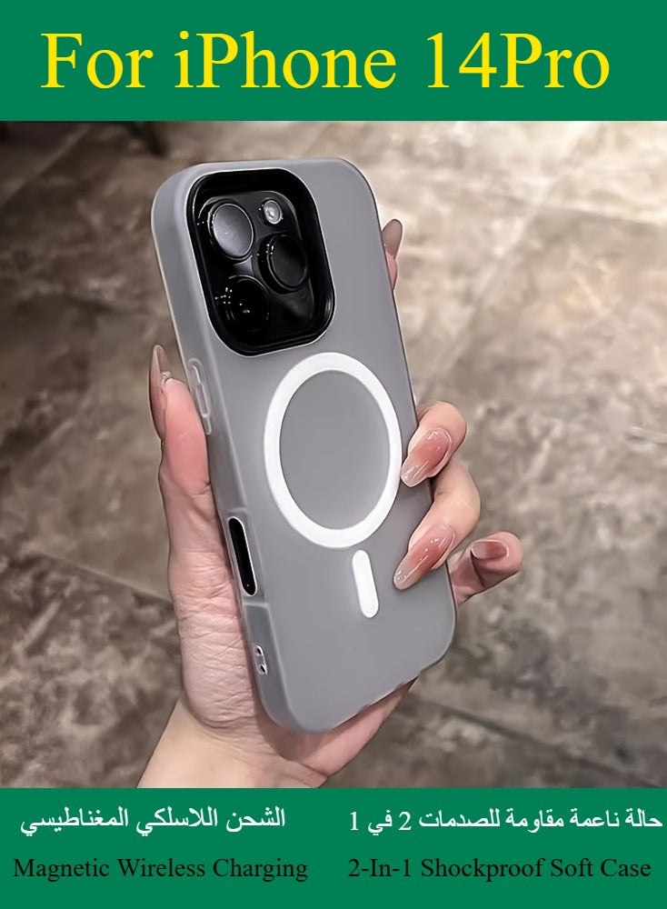 Dili Apple Pink  iPhone 14 Pro Matte Candy Color Magnetic Wireless Charging Phone Case iPhone Double Layer 2-In-1 Shockproof Soft Cover - Image 5