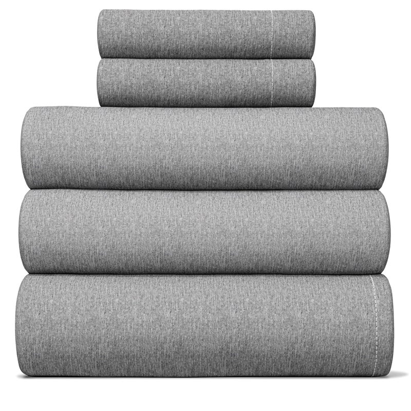 CGK Unlimited Split King Size 5 Piece Sheet Set  Comfy Breathable  Cooling Bed Sheets Set  Hotel Luxury Bedding for Women Men Kids Teens Boys  Girls  Deep Pockets  Wrinkle Free  Grey Heathered Sheets