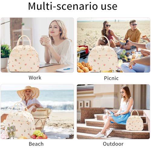 Carry bloom Lunch Box for Women Insulated Lunch Bag Cute Corduroy Lunchbag Reusable Lunchbox for Work 2 strawberry - Image 3