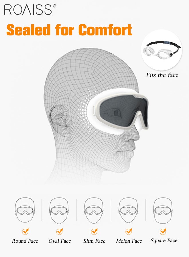 رويس نظارة السباحة للبالغين مع حشية سيليكون ناعمة، نظارات حمام السباحة ذات رؤية واضحة لا تسرب مضادة للضباب للرجال والنساء أبيض وأسود - Image 4