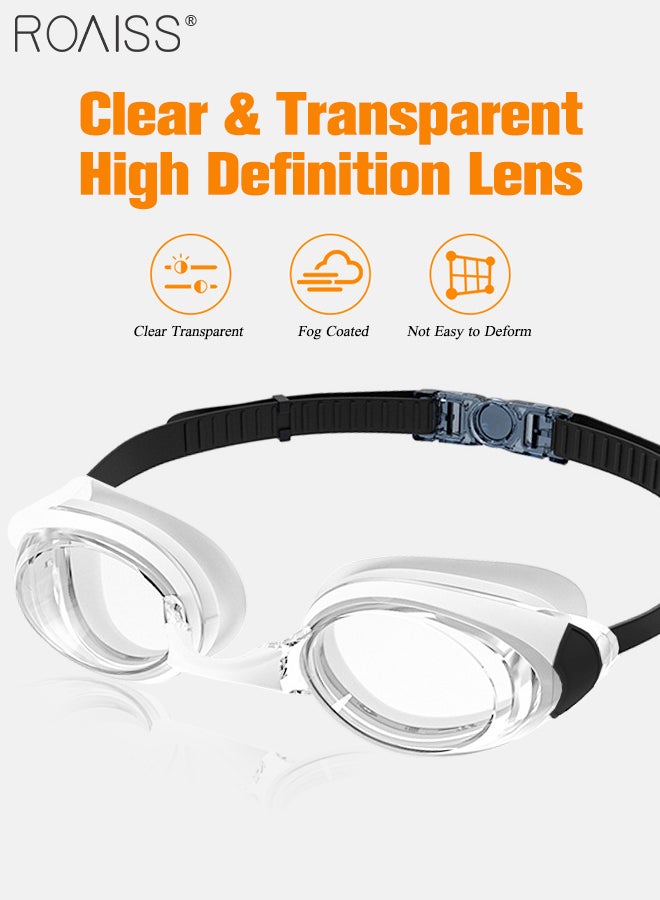 رويس نظارة السباحة للبالغين مع حشية سيليكون ناعمة، نظارات حمام السباحة ذات رؤية واضحة لا تسرب مضادة للضباب للرجال والنساء أبيض وأسود - Image 5
