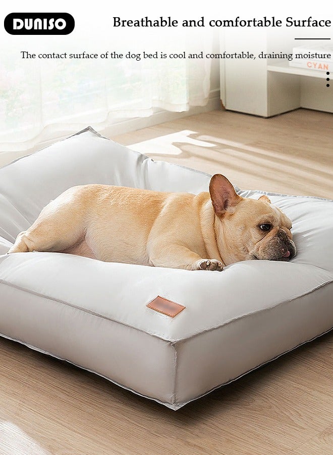 DUNISO Homes for Pets Dog Bed ,Dog Beds with Removable Washable Cover Anti-Slip Bottom Pet Sleeping Mattress for Small Medium Large Dogs, Waterproof Comfortable Kennel Pad for Dogs & Cats,Light Grey - Image 2