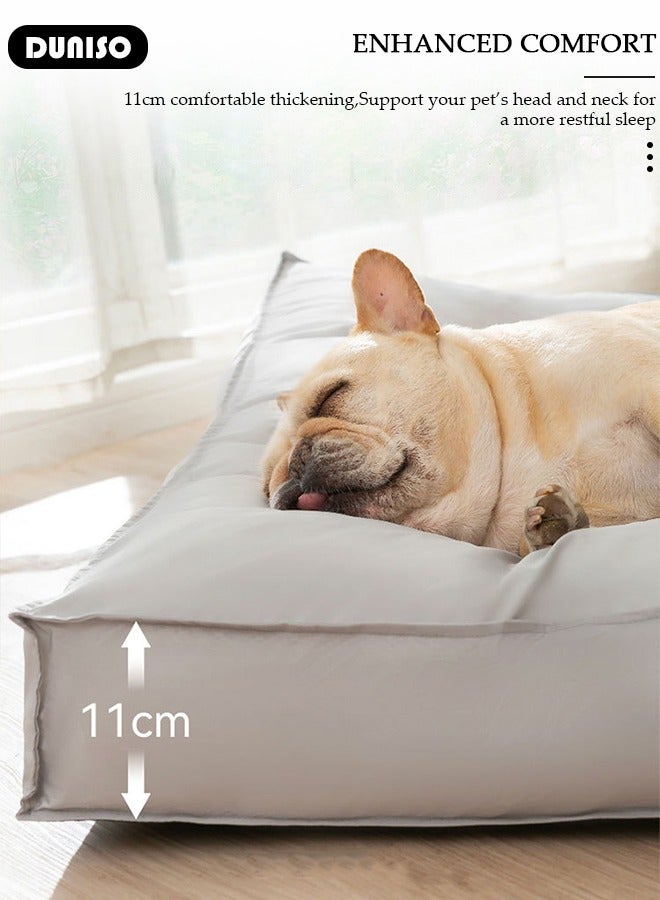 DUNISO Homes for Pets Dog Bed ,Dog Beds with Removable Washable Cover Anti-Slip Bottom Pet Sleeping Mattress for Small Medium Large Dogs, Waterproof Comfortable Kennel Pad for Dogs & Cats,Light Grey - Image 5