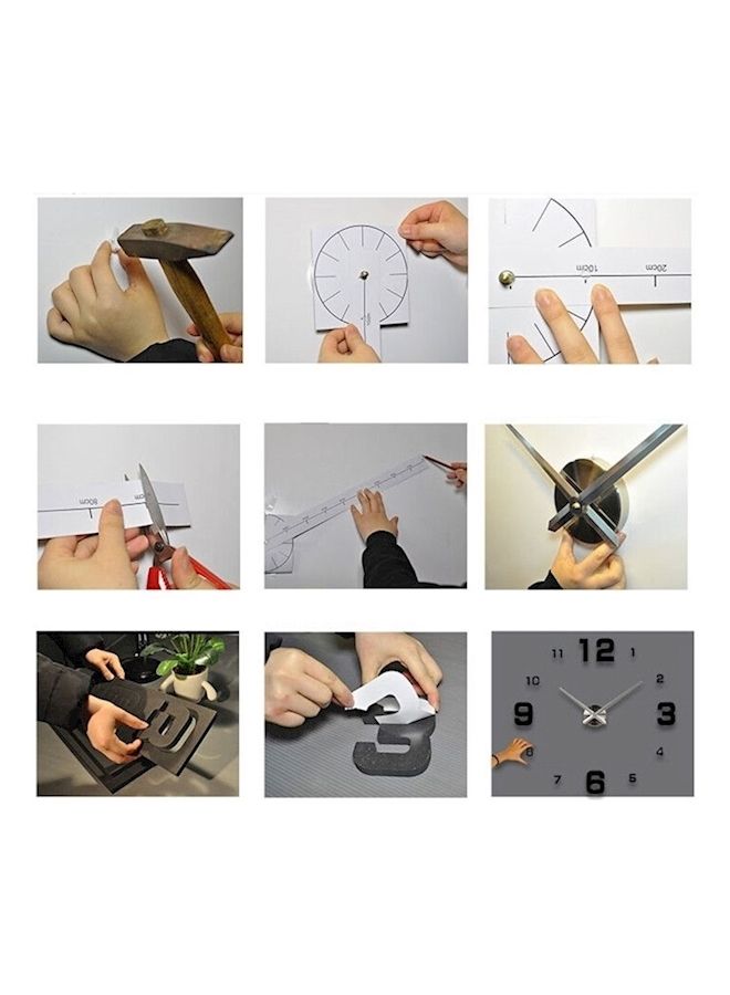 NIBEMINENT Large DIY Quartz 3D Acrylic Sticker Wall Clock Black/Silver 39.2centimeter  - Image 4