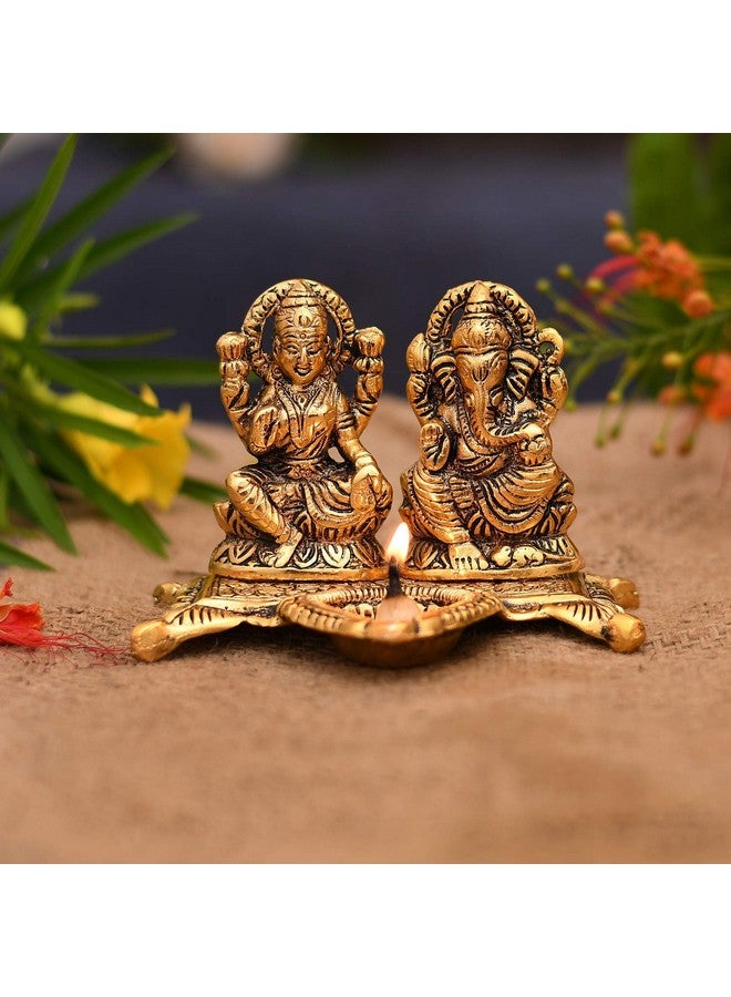 Collectible India Laxmi Ganesh Murti Idol Diya Puja Deepak - Metal Lakshmi Ganesh Statue - Diwali Home Decoration Items - Lakshmi Ganesh for Diwali Showpiece Oil Lamp Set of 5 - Image 5