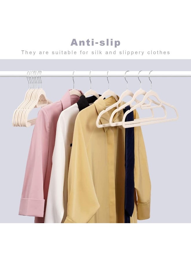 HOUSE DAY - HOUSE DAY Clothes Hangers Pack of 100 Velvet Coat Hangers Non-Slip Space Saving Hangers Adult Hangers L16.8 D1/4" (Beige), One Size - Image 1