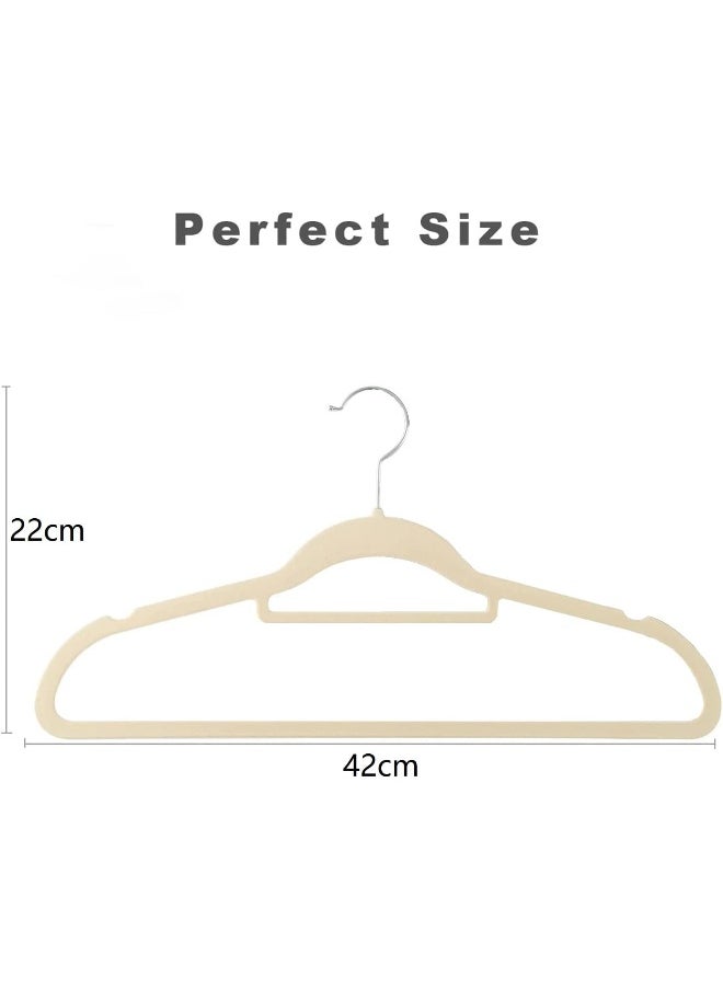 HOUSE DAY - HOUSE DAY Clothes Hangers Pack of 100 Velvet Coat Hangers Non-Slip Space Saving Hangers Adult Hangers L16.8 D1/4" (Beige), One Size - Image 1