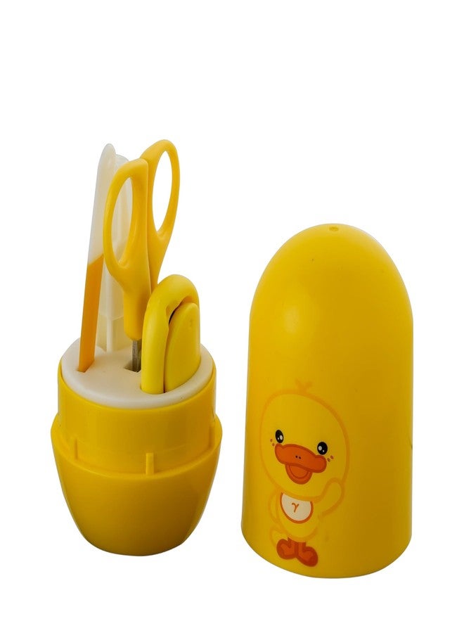 NVS KIDS New Born Baby 4 in1 Nail Grooming Kit for Baby Manicure Set with Kids Nail Cutter, Tweezer, Filer and Scissors (Yellow) - Image 1