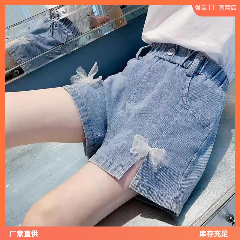 New Girls' Denim Shorts Summer Middle And Large Children'S Thin Western Style Outer Wear Baby Children'S Wear Women'S Fashion - Image 2