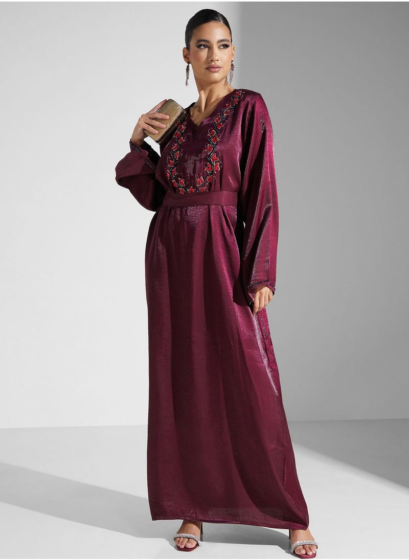 hayas closet - Embellished Belted Jalabiya - Image 1