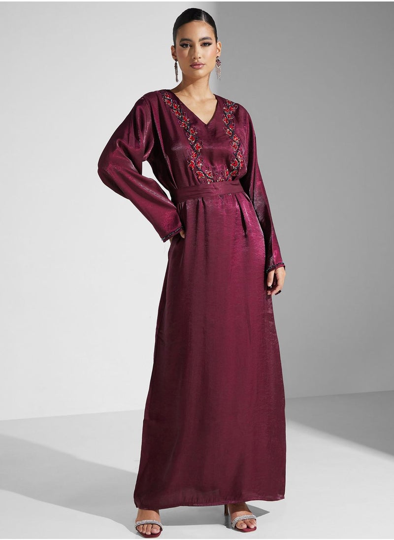 hayas closet - Embellished Belted Jalabiya - Image 1