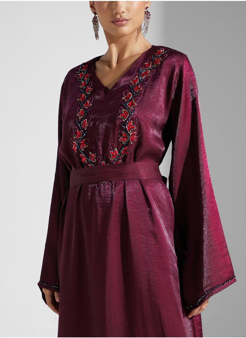 hayas closet - Embellished Belted Jalabiya - Image 1